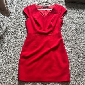 The Limited Red V-Neck Cap Sleeve Mini Dress